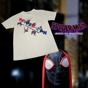 Box Lunch Exclusive Unisex Spider-Man Across the Spider-Verse T-Shirt Cream S